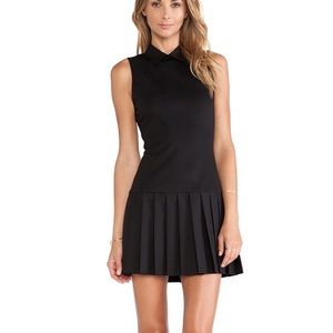 Alice + Olivia Collared Pleated Drop Waist Dress